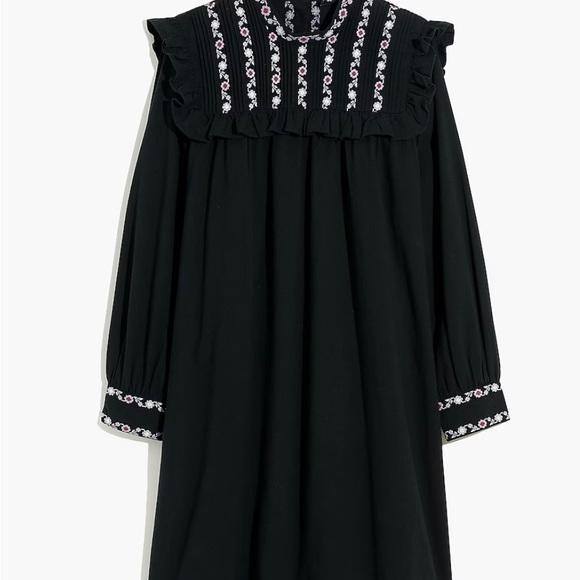 Embroidered-Bib Ruffle Mini Dress - Picture 4 of 6